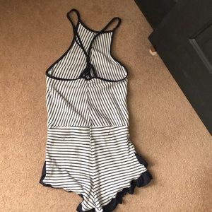 Ocean Drive Other - Stripe romper with open back and ruffled bottom! Ocean Drive Other - Stripe romper with open back and ruffled bottom!